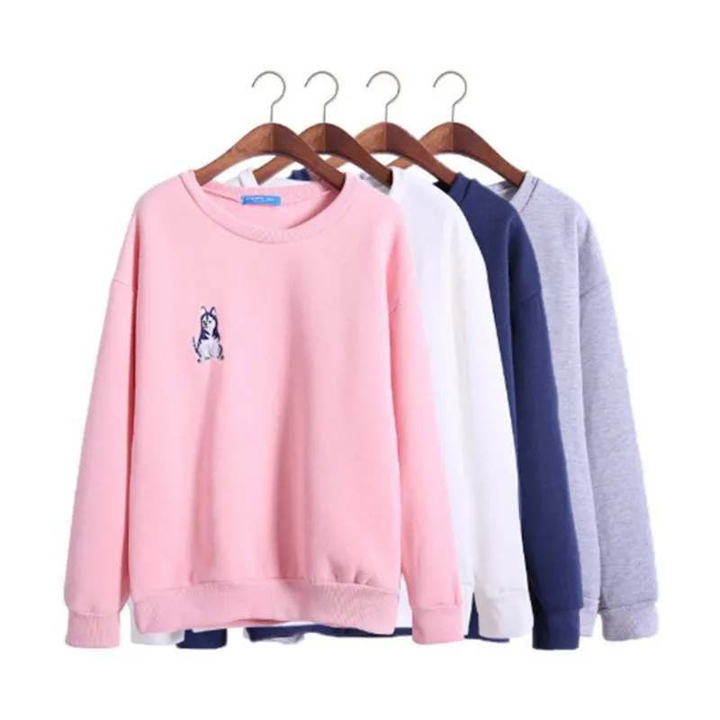 Gray Women Sweatshirt Long Sleeve Casual Letter Print Pullover Hoodies  SM6