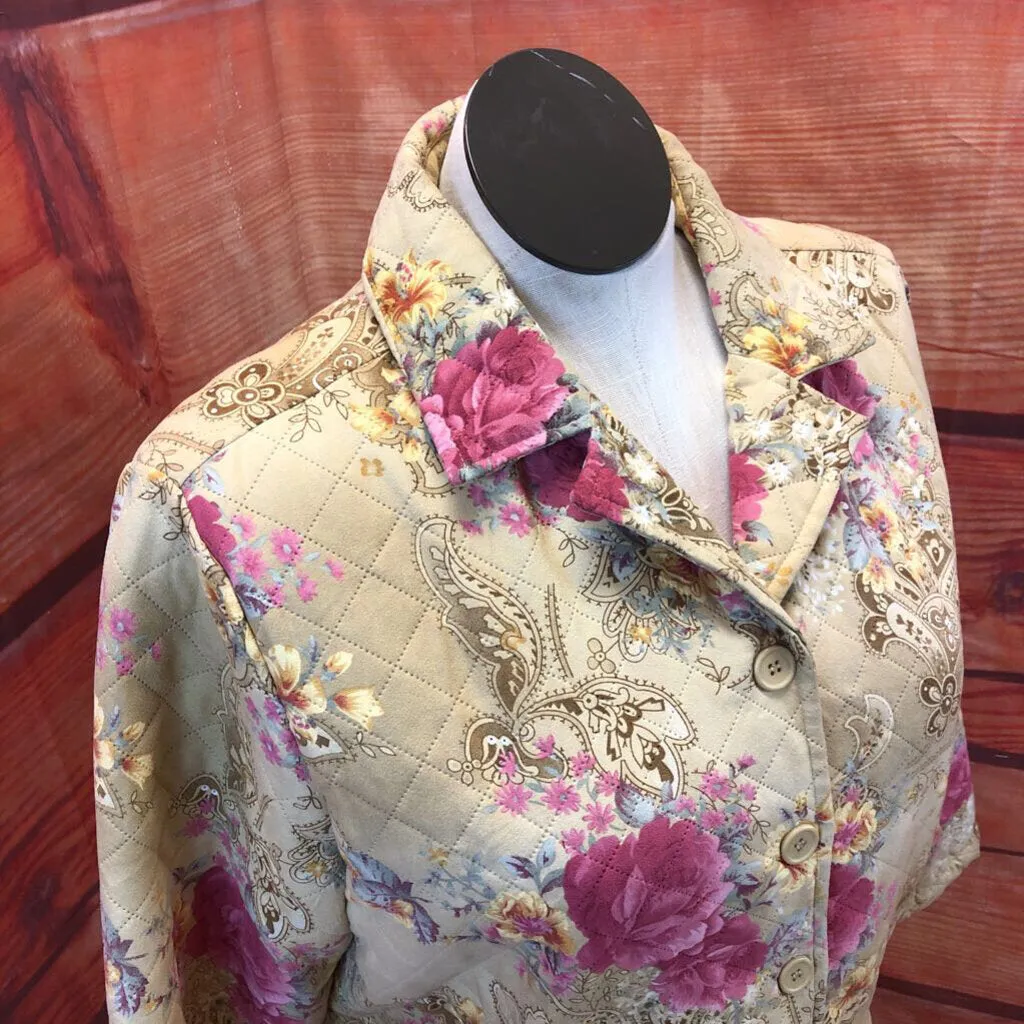 HASTING & SMITH STUDIO BEIGE FLORAL JACKET SIZE L TCC