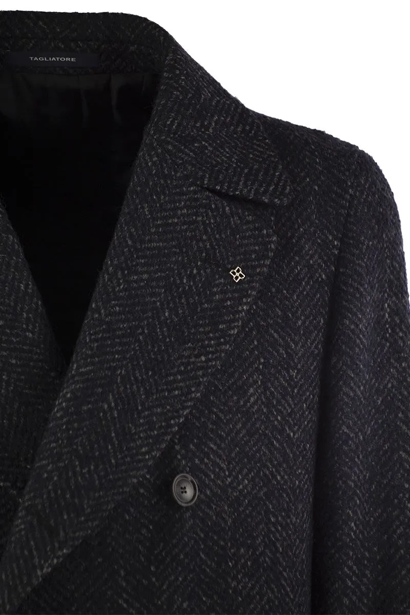 HERRINGBONE DOUBLE-BREASTED COAT