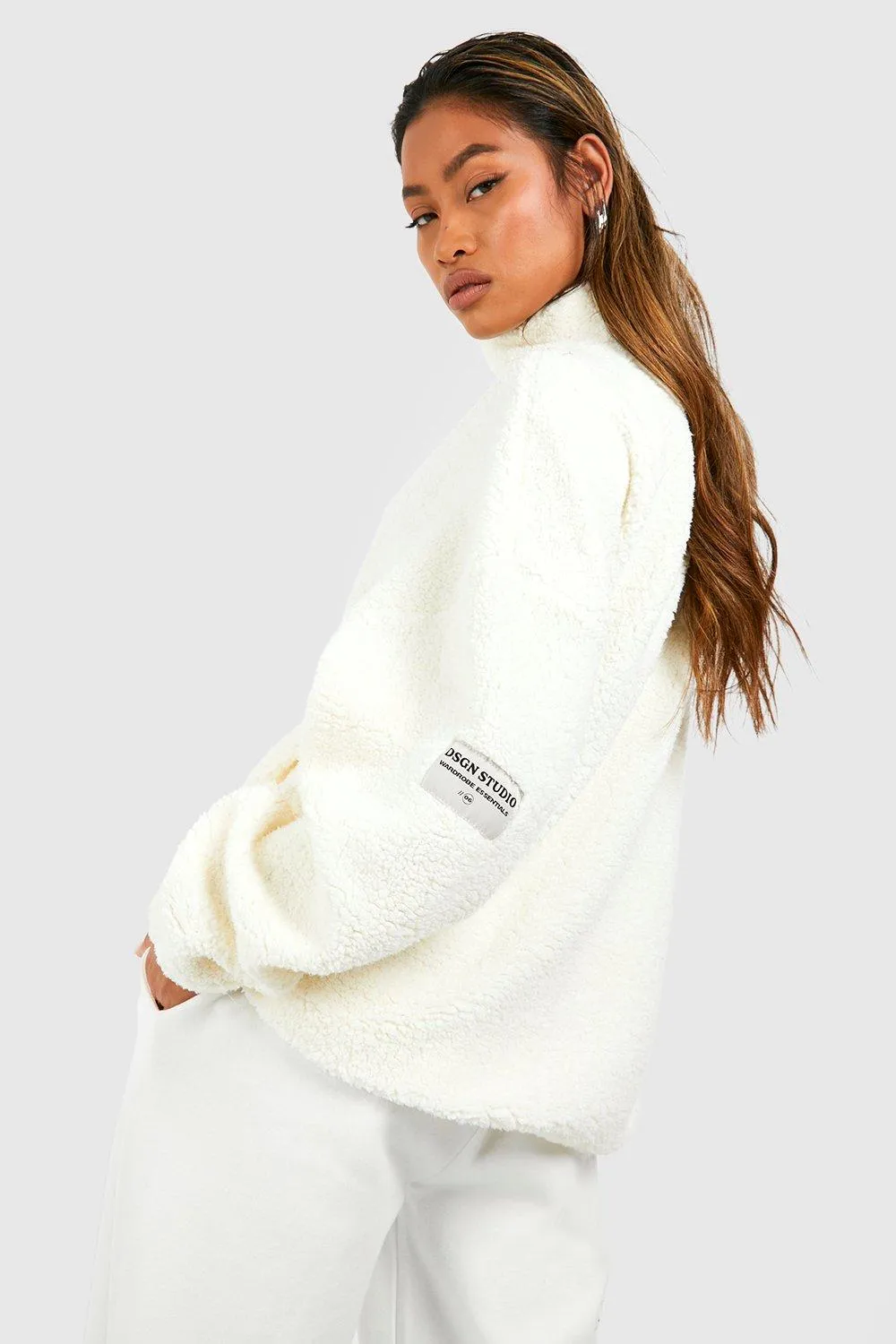 Hoodies & Sweatshirts | DSGN Studio Borg Half Zip Sweatshirt | boohoo