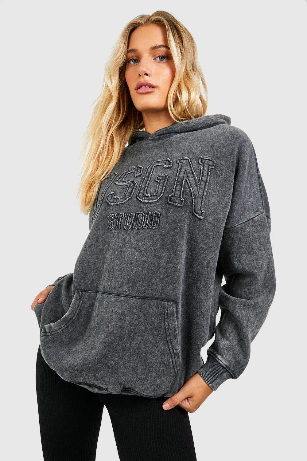 Hoodies & Sweatshirts | Dsgn Studio Self Applique Washed Oversized Hoodie | boohoo