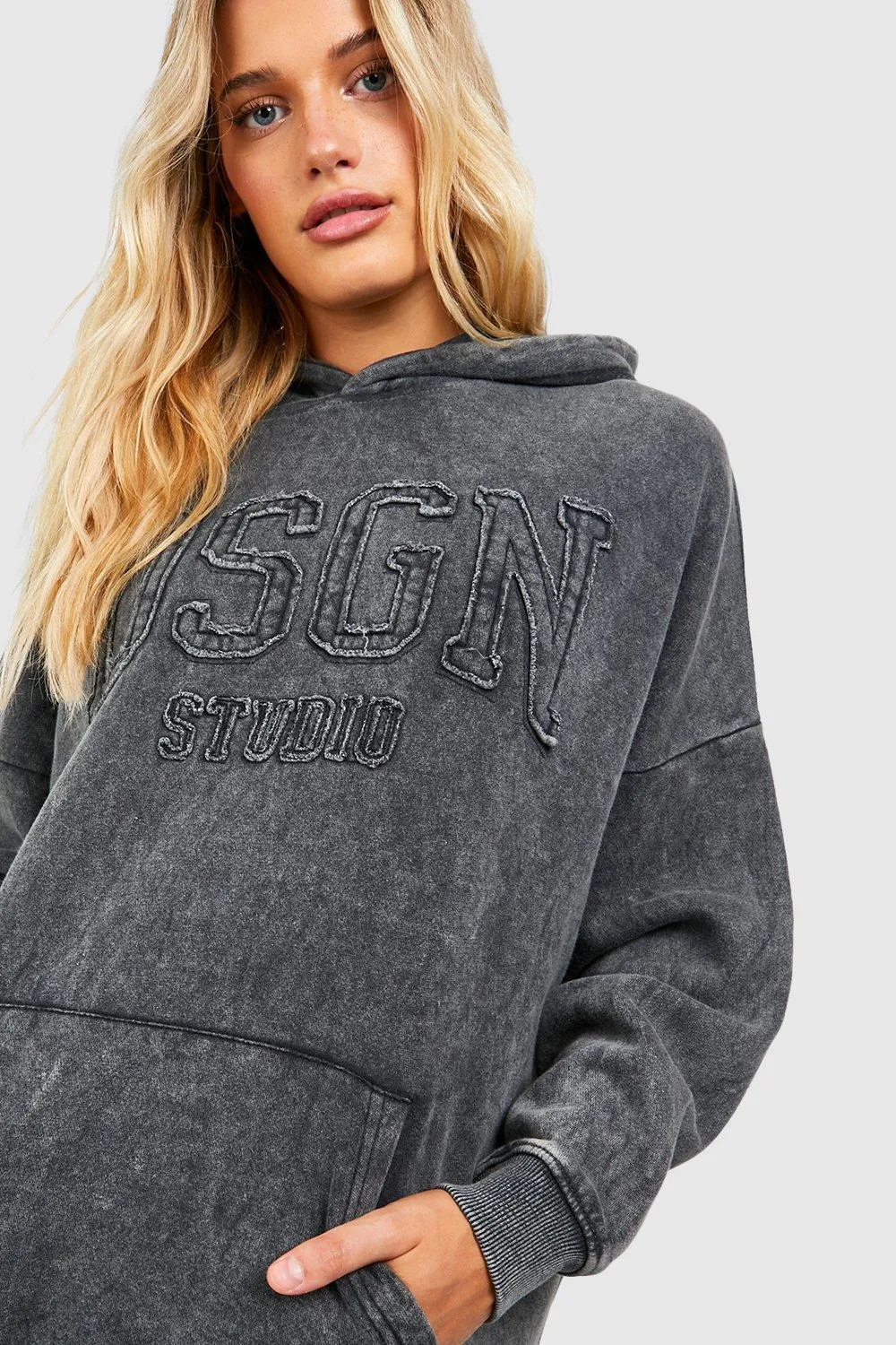 Hoodies & Sweatshirts | Dsgn Studio Self Applique Washed Oversized Hoodie | boohoo