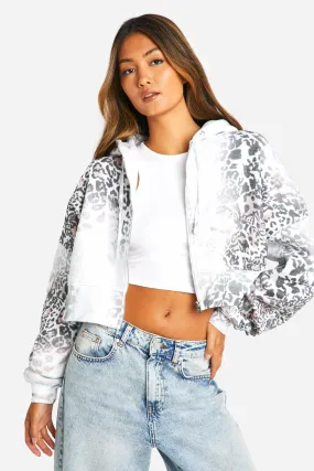 Hoodies & Sweatshirts | Leopard Zip Through Boxy Crop Hoodie | boohoo