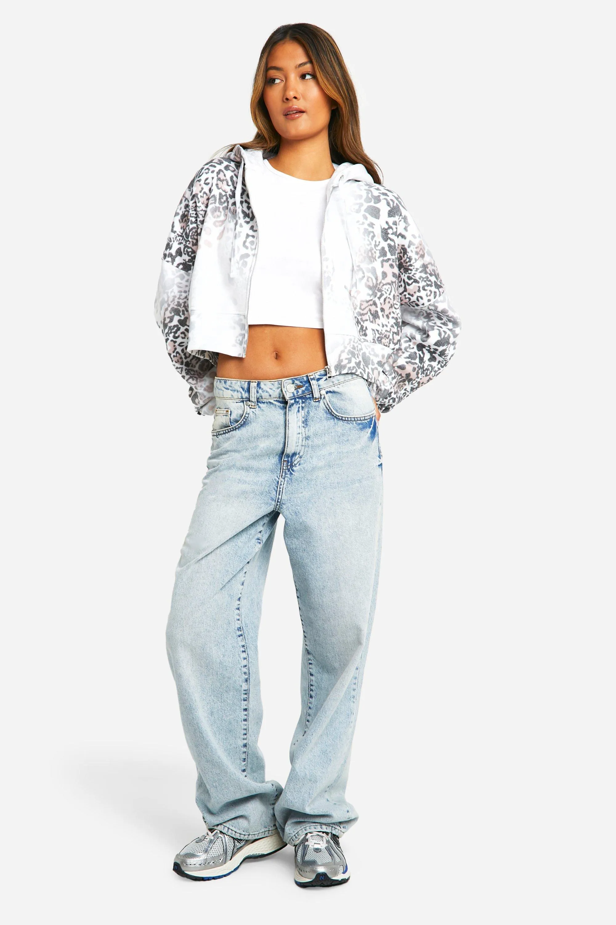 Hoodies & Sweatshirts | Leopard Zip Through Boxy Crop Hoodie | boohoo