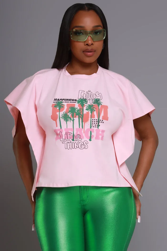 Hot Tropic Open Back Graphic T-Shirt - Pink