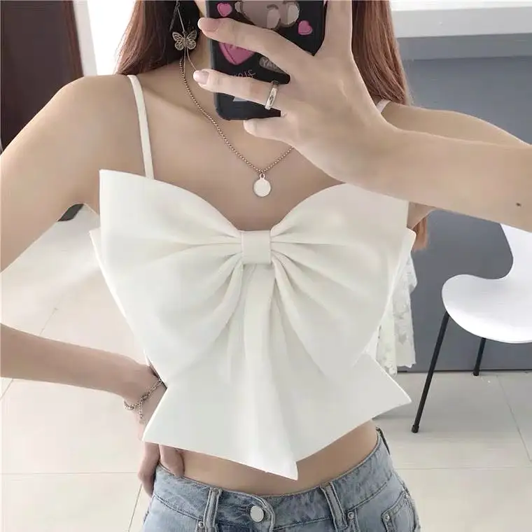 INS FASHION CUTE BOW TUBE TOP BY70088