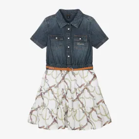 Junior Girls Denim & Chiffon Dress