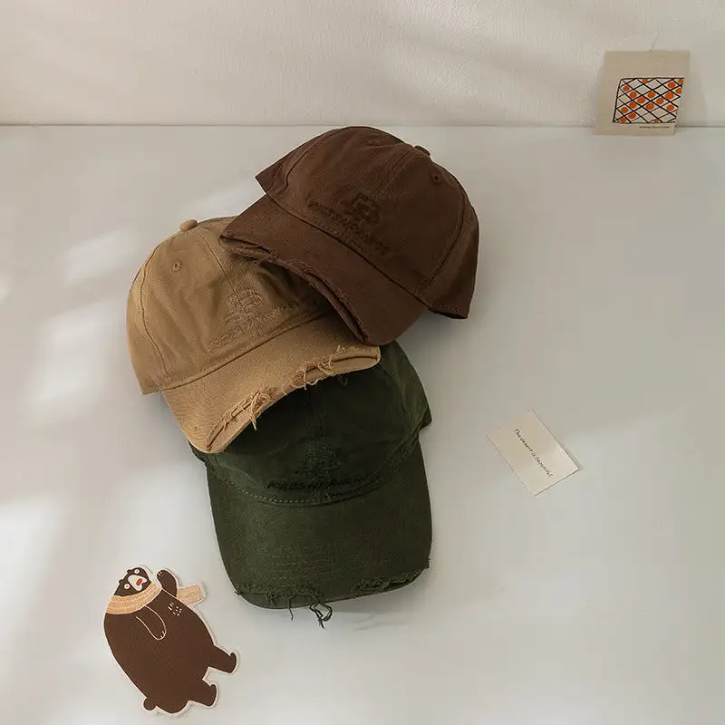 Kid Girls Boys Solid Color Embroidered Accessories Hats Wholesale 240111142