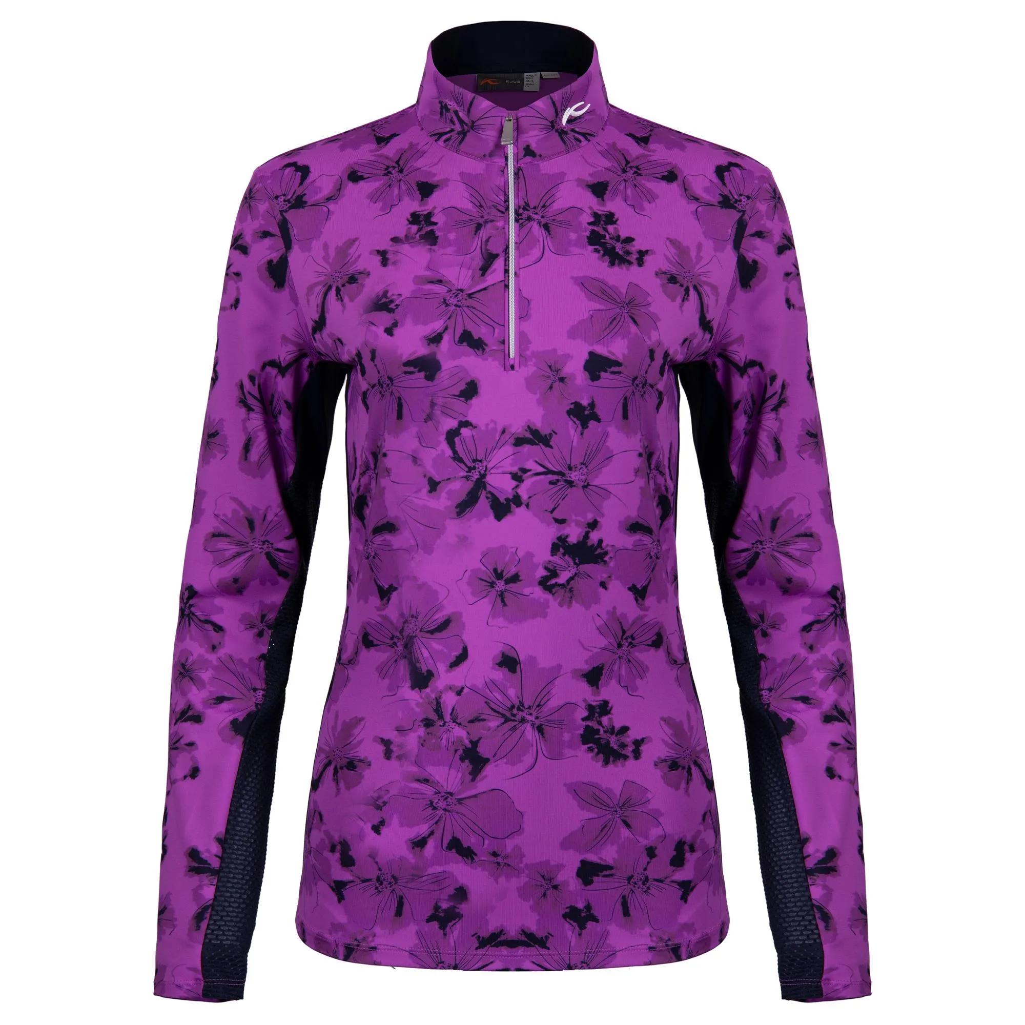 KJUS Sunshine Printed Sport Half Zip Ladies Golf Mid Layer Foxglove/Atlanta Blue