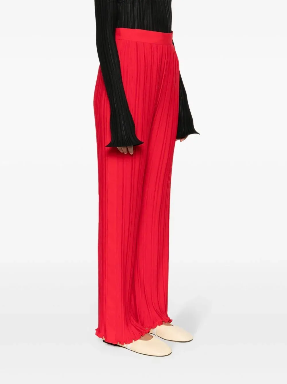 LANVIN Red Polyester Casual Pants for Women - SS24 Season