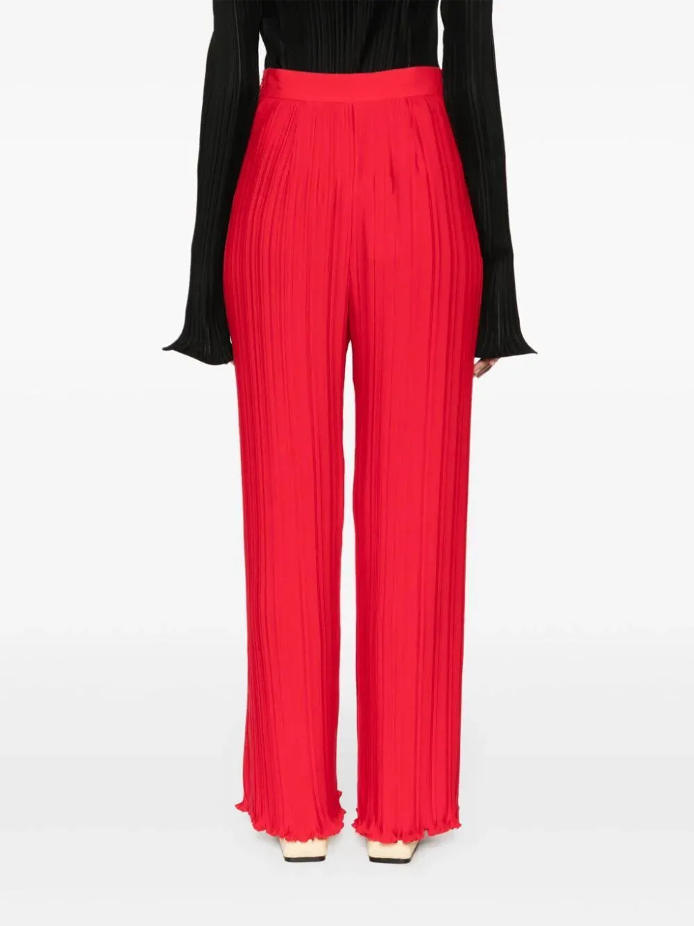 LANVIN Red Polyester Casual Pants for Women - SS24 Season