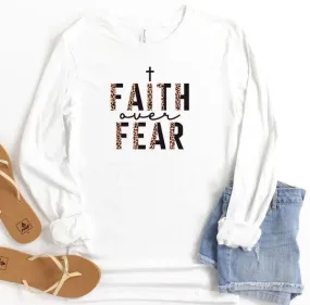 Leopard Faith Over Fear Long Sleeve Tee