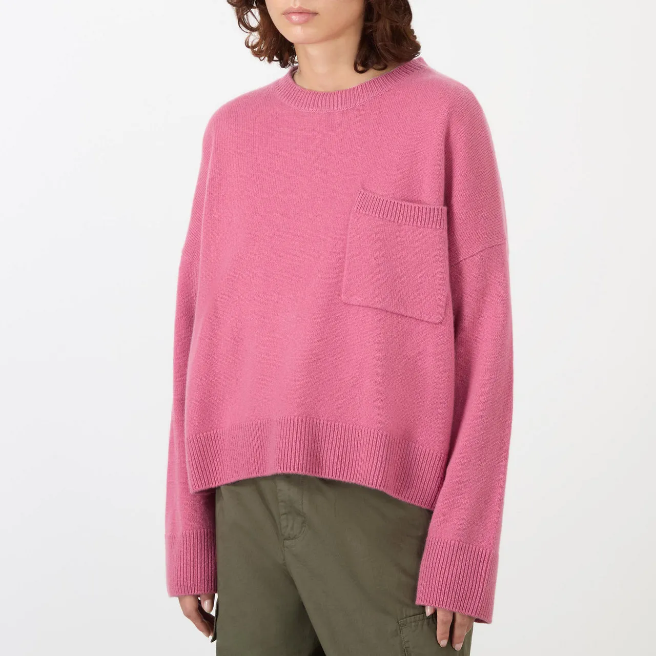 LISA YANG Andie Patch Pocket Sweater - Rose Pink