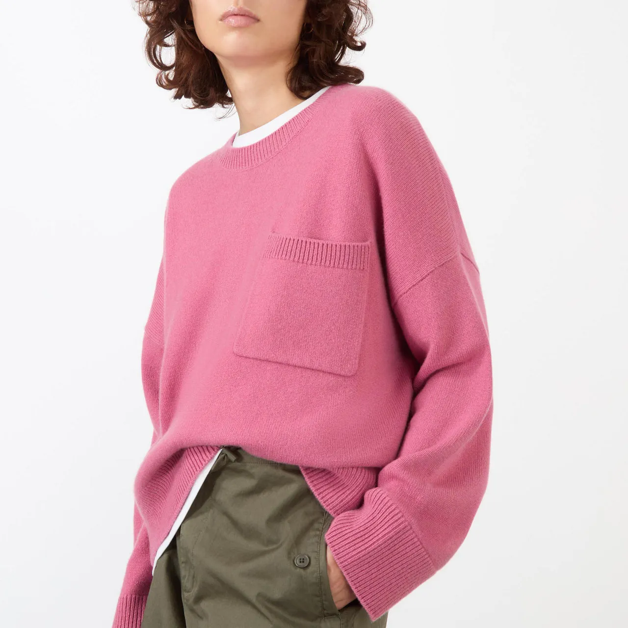 LISA YANG Andie Patch Pocket Sweater - Rose Pink