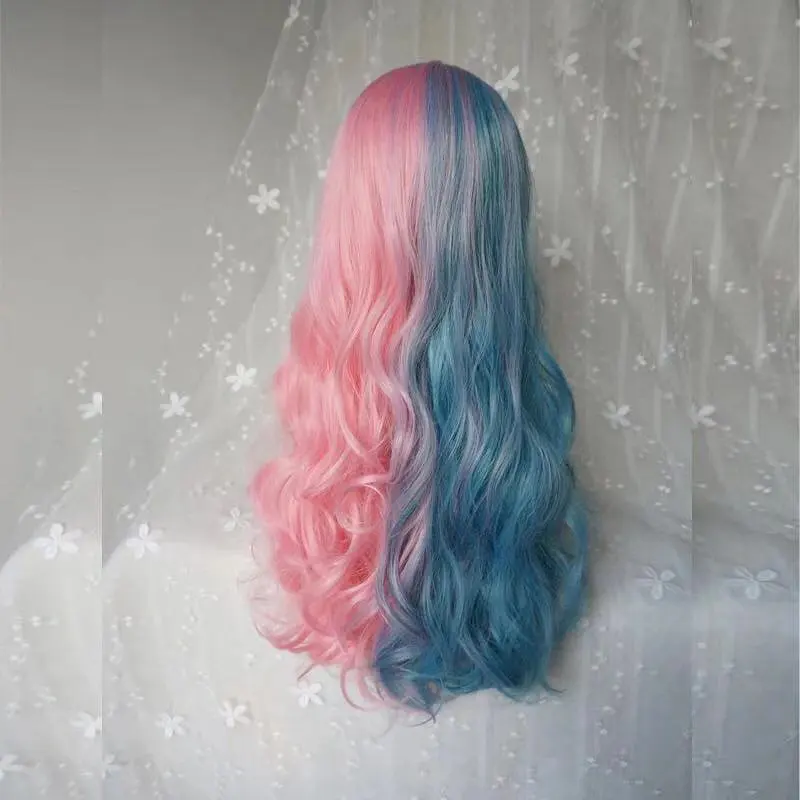 LOLITA  BLUE PINK LONG WAVE WIG BY31042