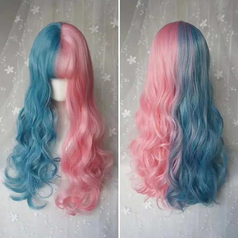 LOLITA  BLUE PINK LONG WAVE WIG BY31042