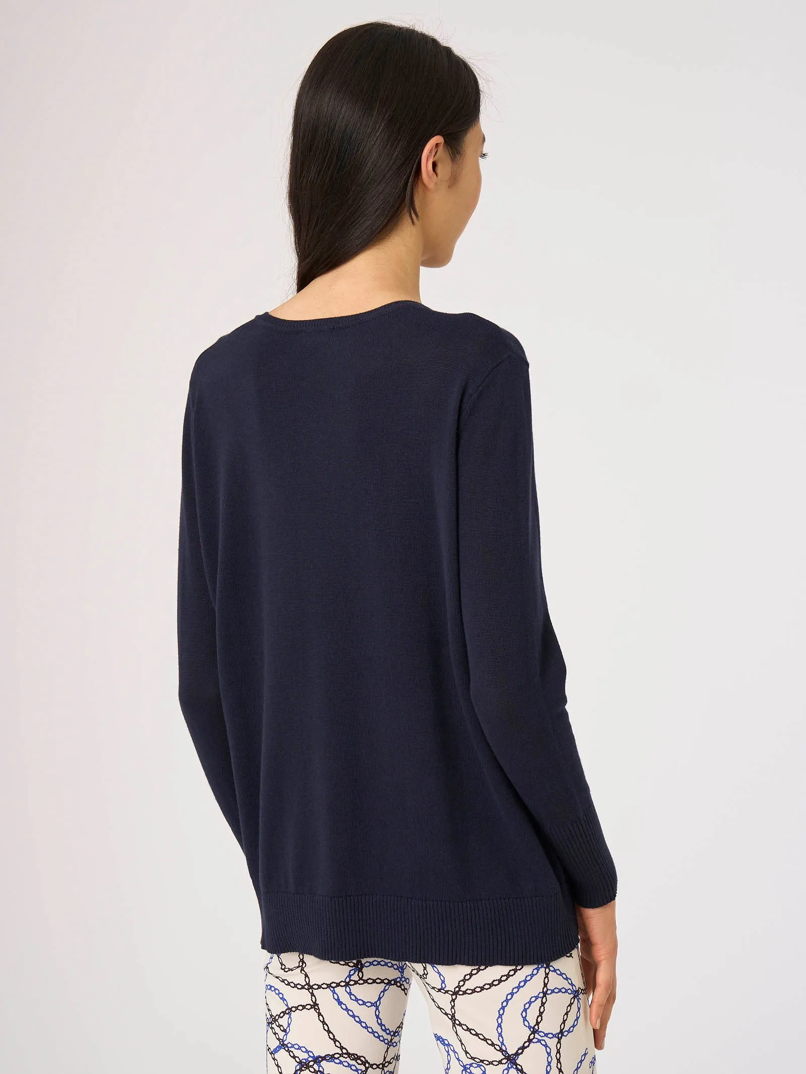 Maglia scollo a V in Pure Cotton - Bleu