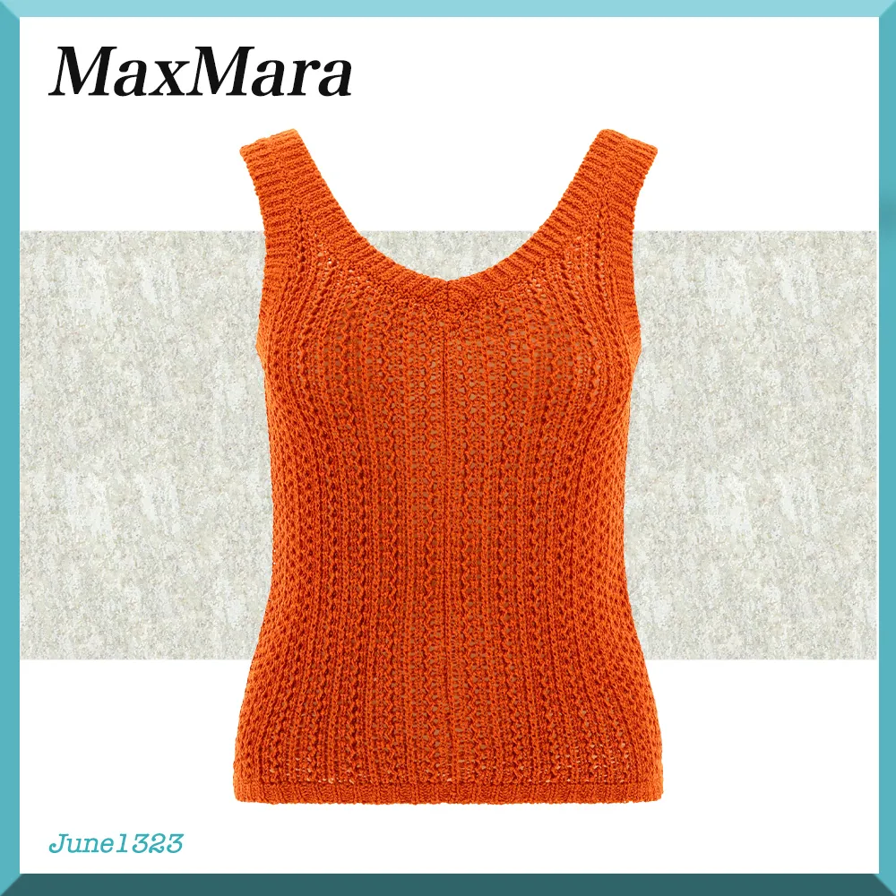 MaxMara  |V-Neck Plain Cotton Tanks & Camisoles