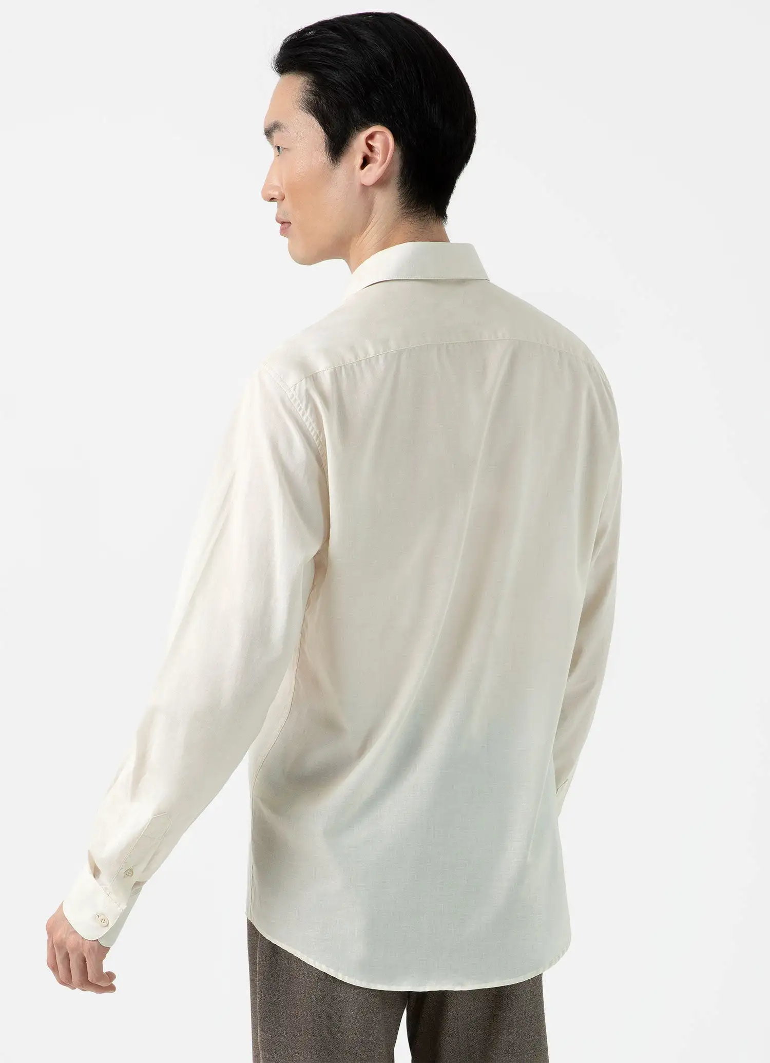 Men's Cotton Cashmere Shirt in Ecru