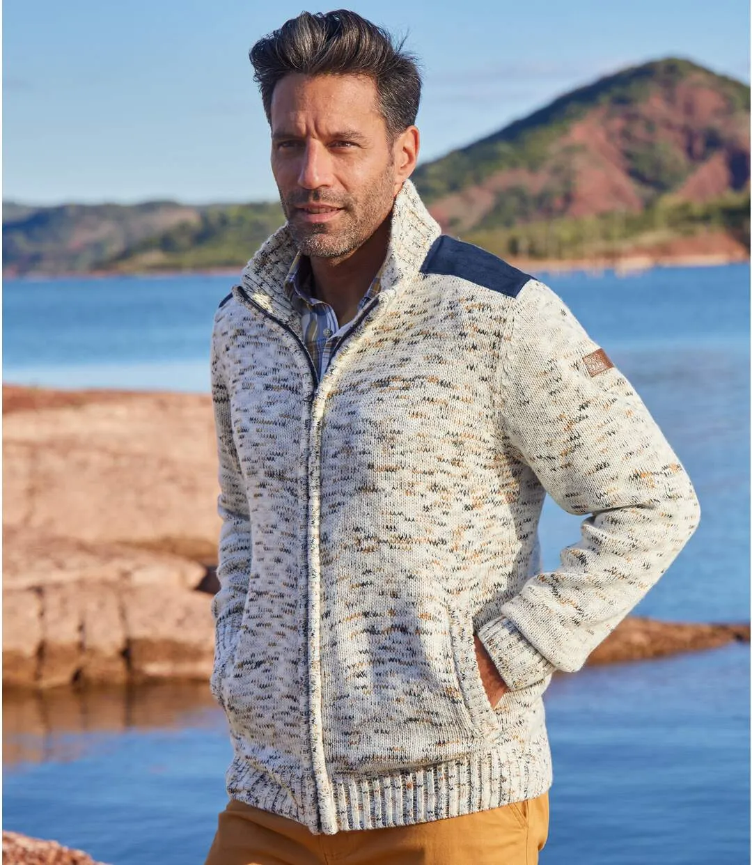 Men's Ecru Knitted Jacket 