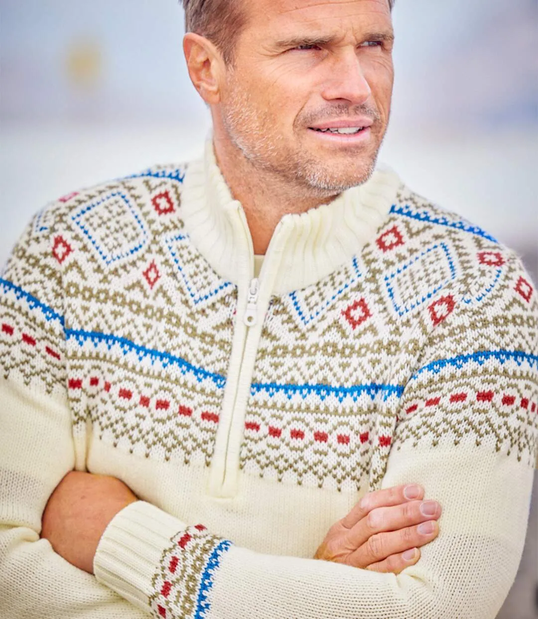 Men's Ecru Patterned Jumper 