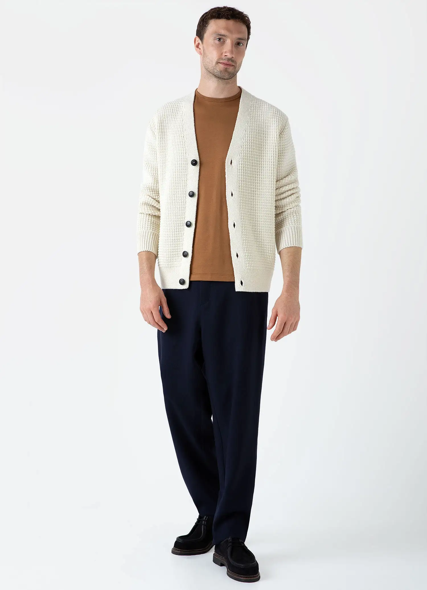 Men's Fisherman Cardigan in Ecru