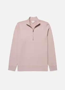 Men's Half Zip Loopback Sweatshirt in Pale Pink