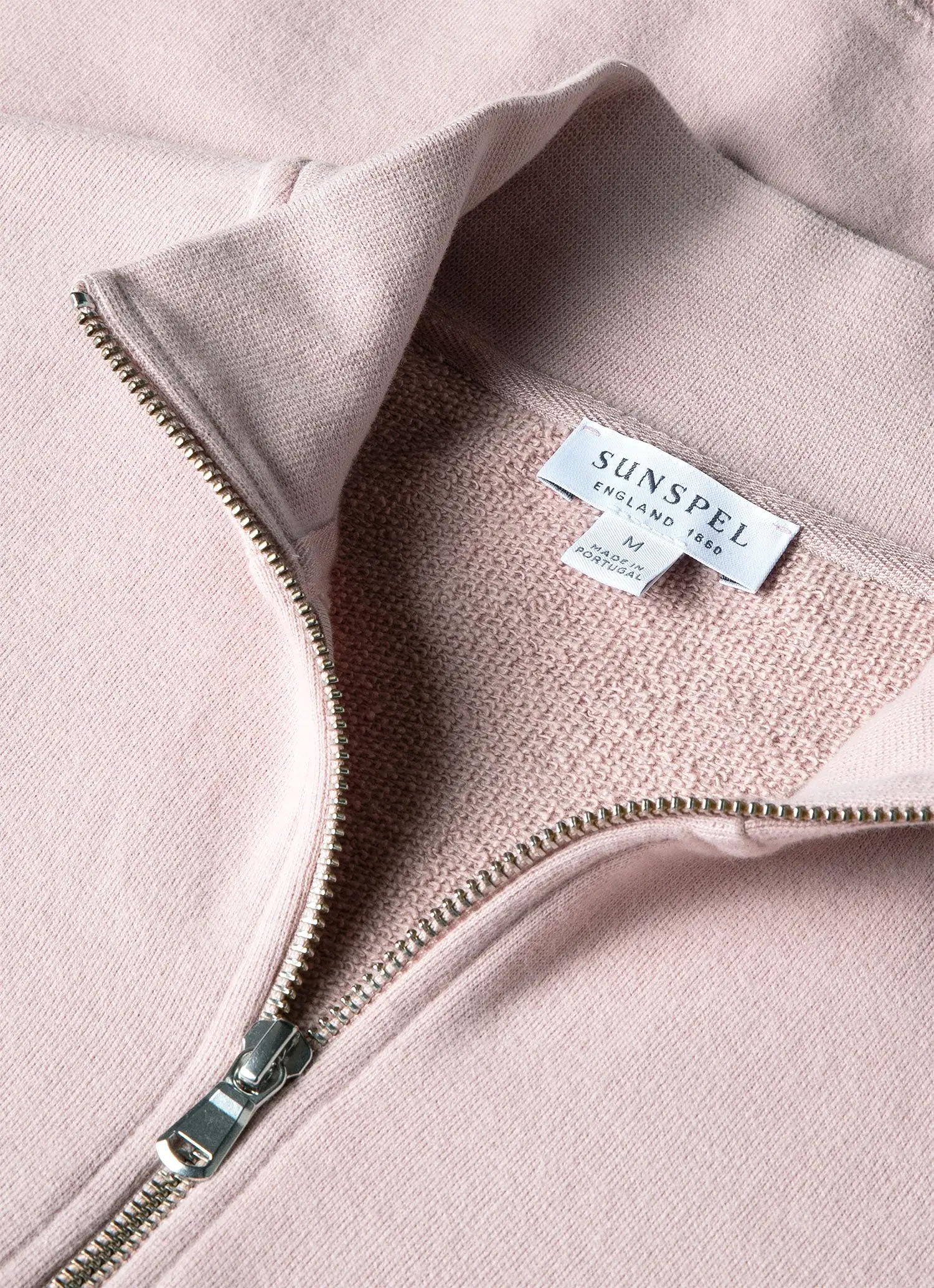 Men's Half Zip Loopback Sweatshirt in Pale Pink