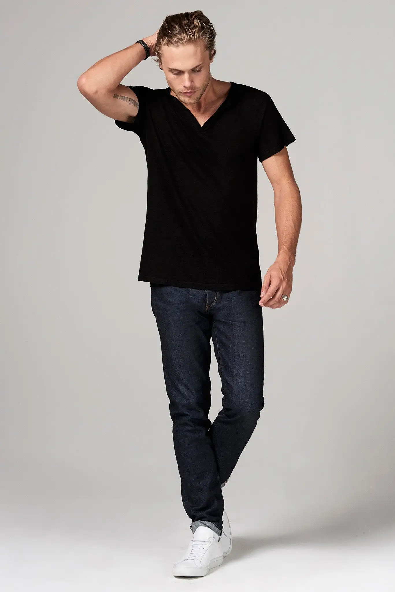 Men's Heavy Cotton Cross V-Neck Tee