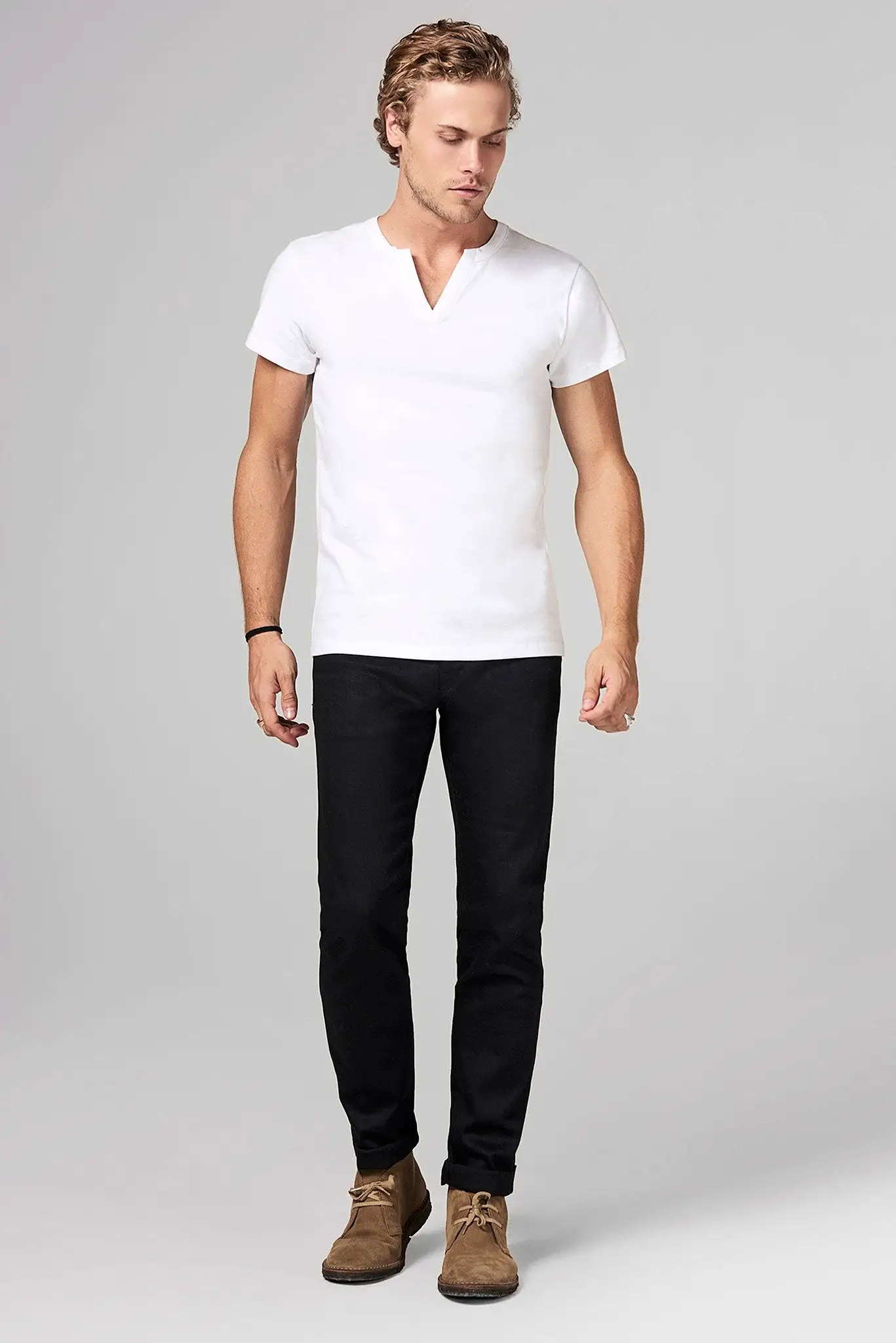 Men's Heavy Cotton Cross V-Neck Tee