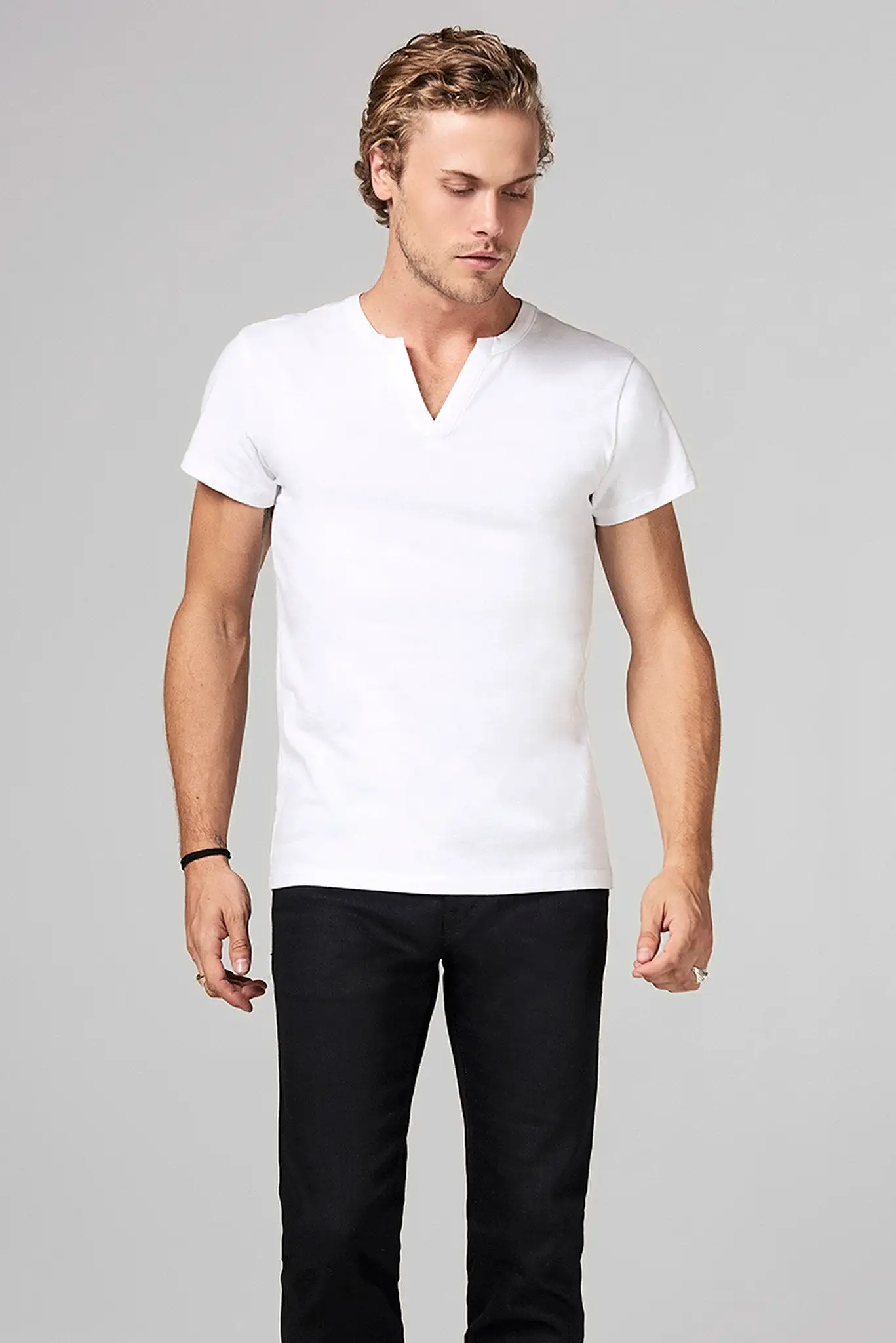 Men's Heavy Cotton Cross V-Neck Tee