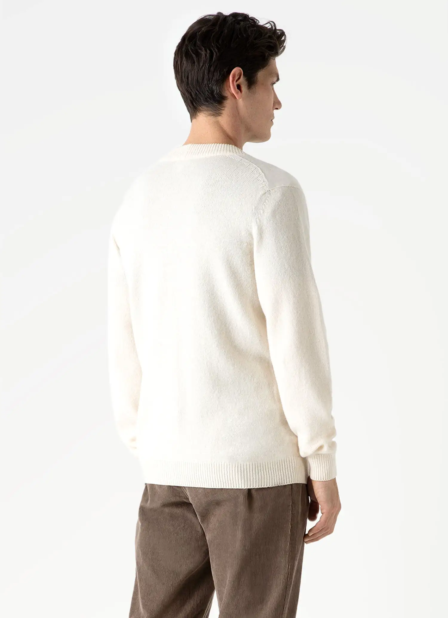 Men's Lambswool Cardigan in Ecru