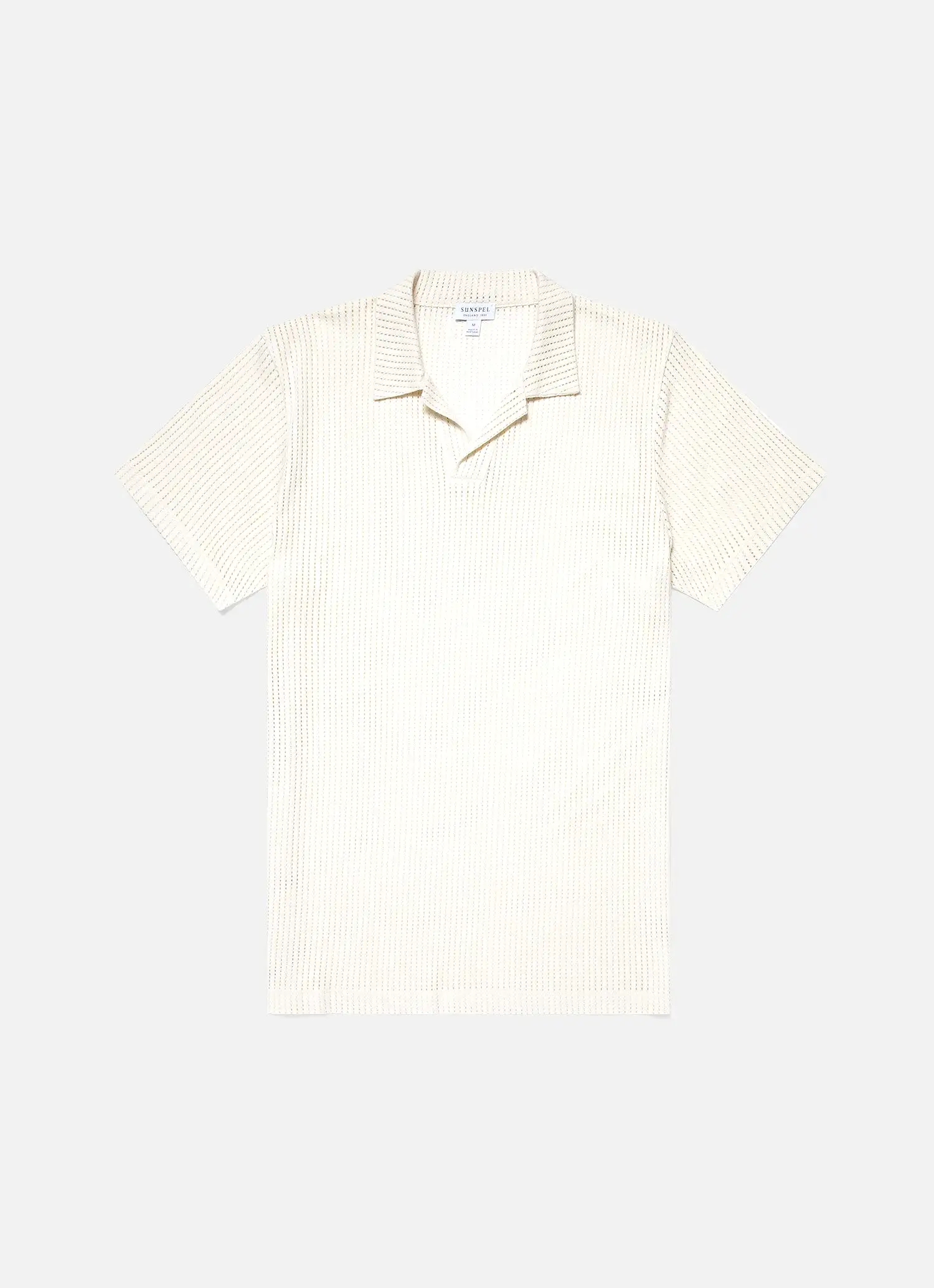 Men's Linear Mesh Polo Shirt in Ecru