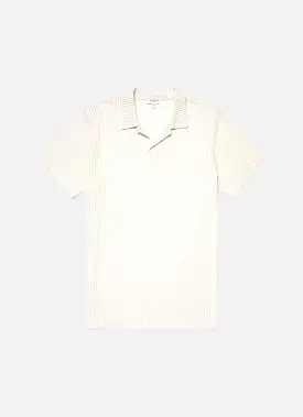 Men's Linear Mesh Polo Shirt in Ecru