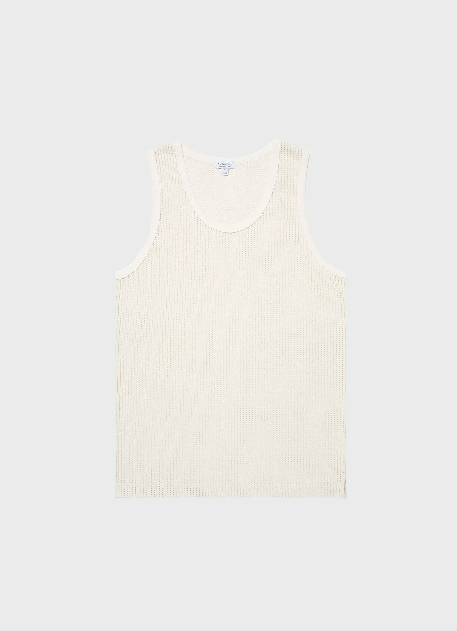 Men's Linear Mesh Tank Top in Ecru