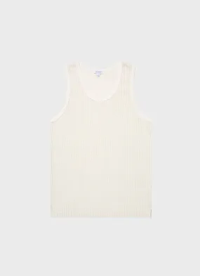 Men's Linear Mesh Tank Top in Ecru