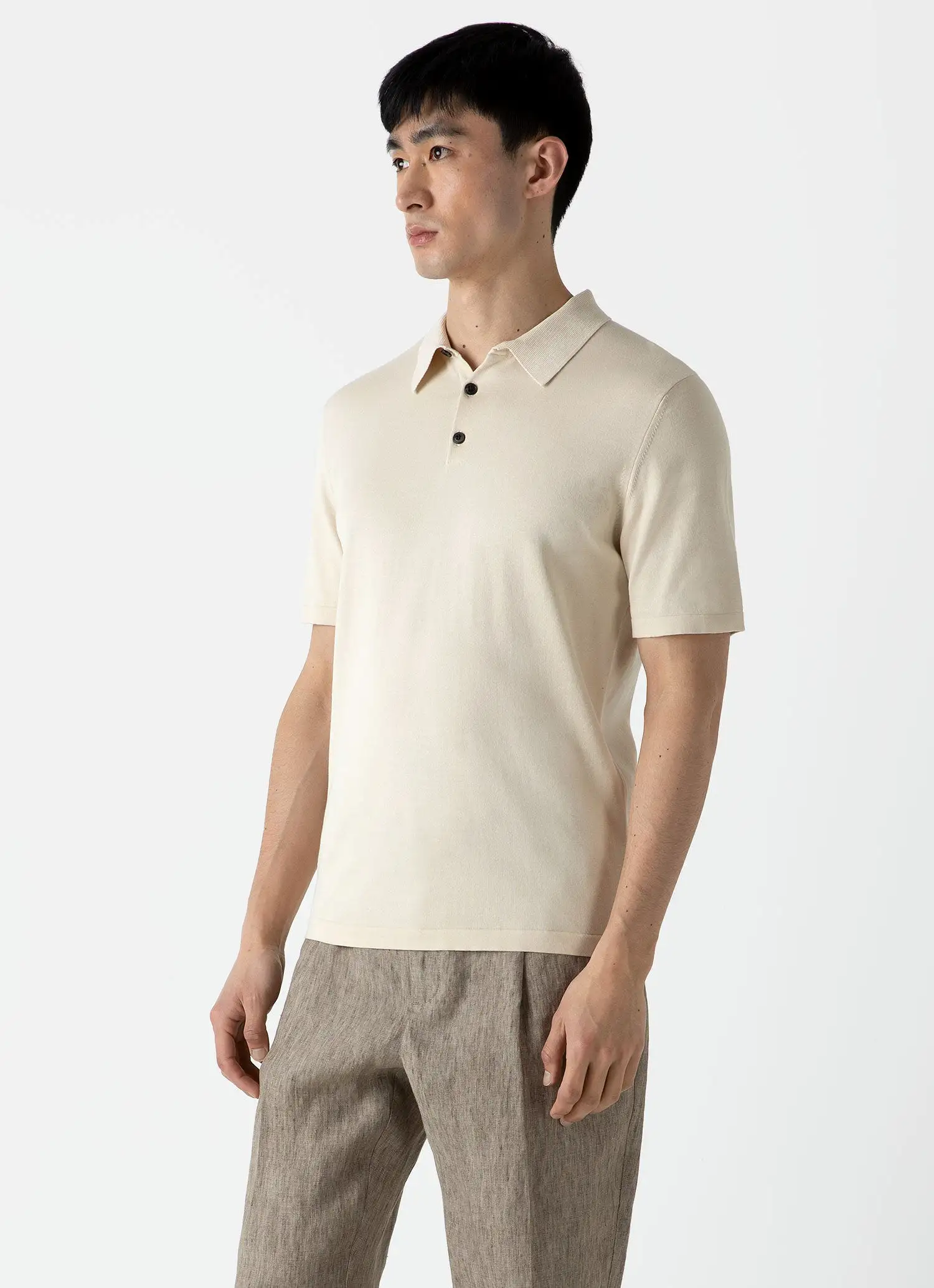 Men's Sea Island Cotton Polo Shirt in Undyed