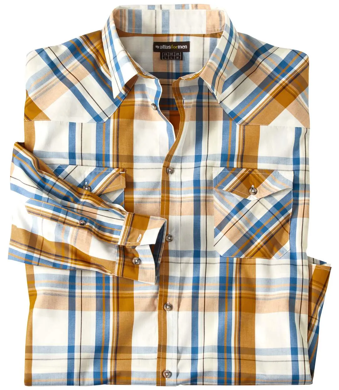 Men's Texas Checked Shirt - Ecru Yellow Blue