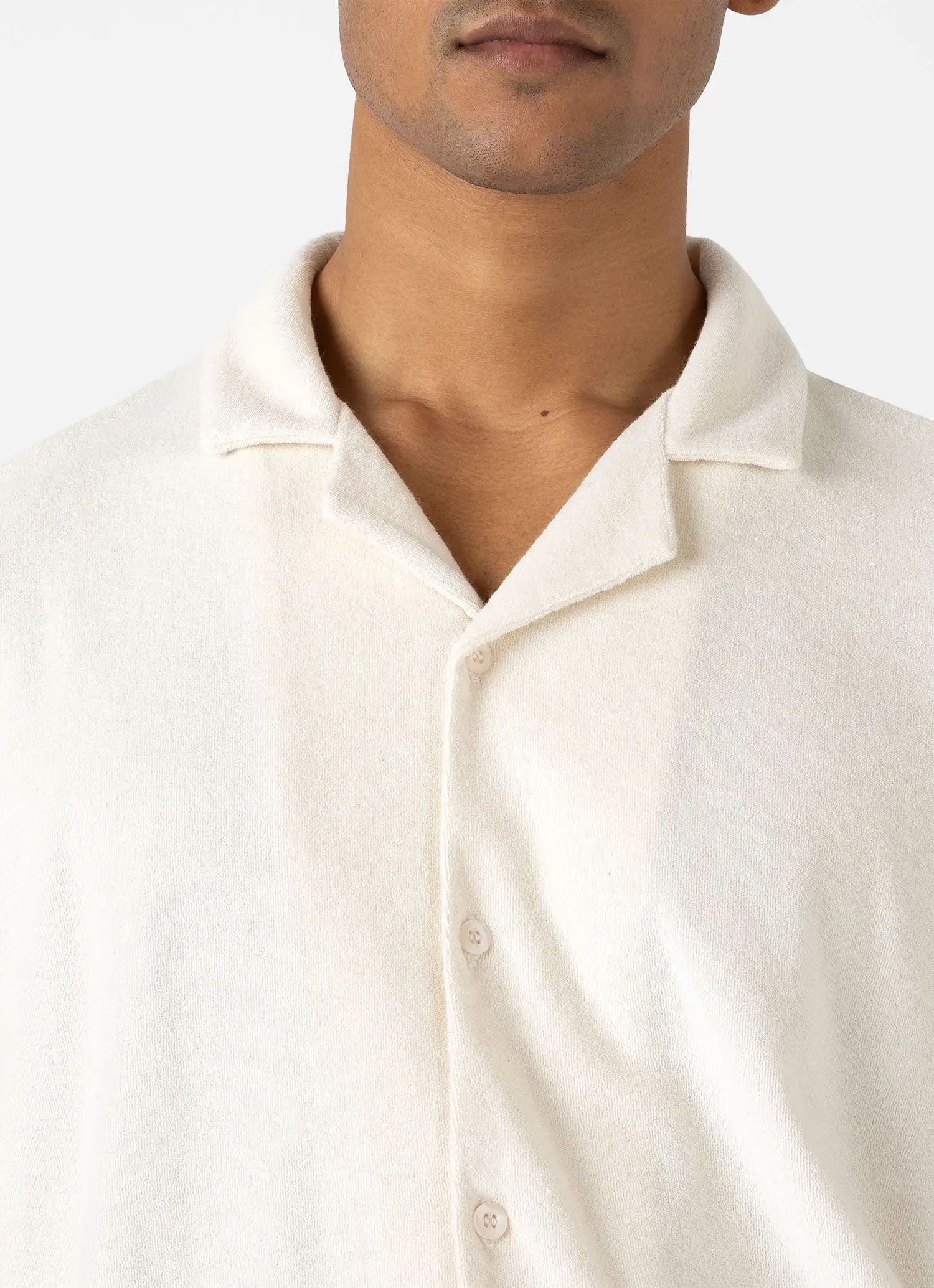 Men's Undyed Towelling Camp Collar Shirt in Undyed