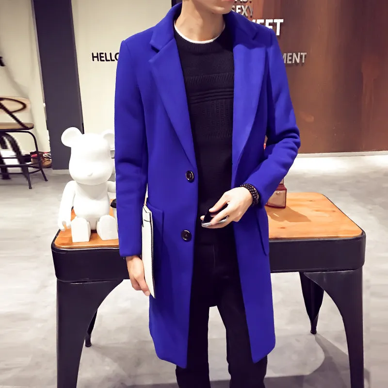 Men's woolen coat slim and handsome long trench coat