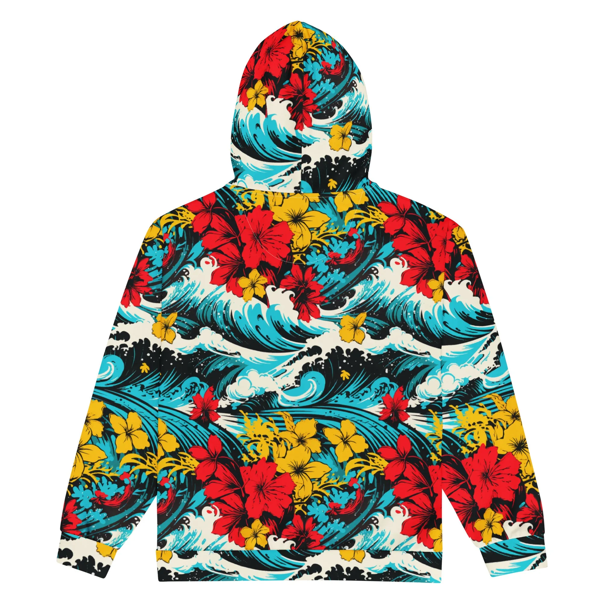 Mens Zip Hoodie - Waves and Flowers 001