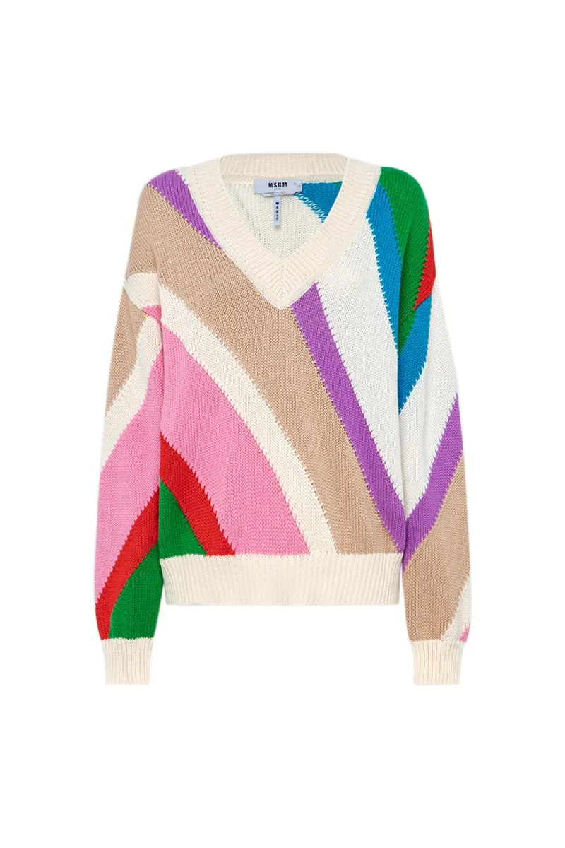 Multicolor V-Neck Sweater