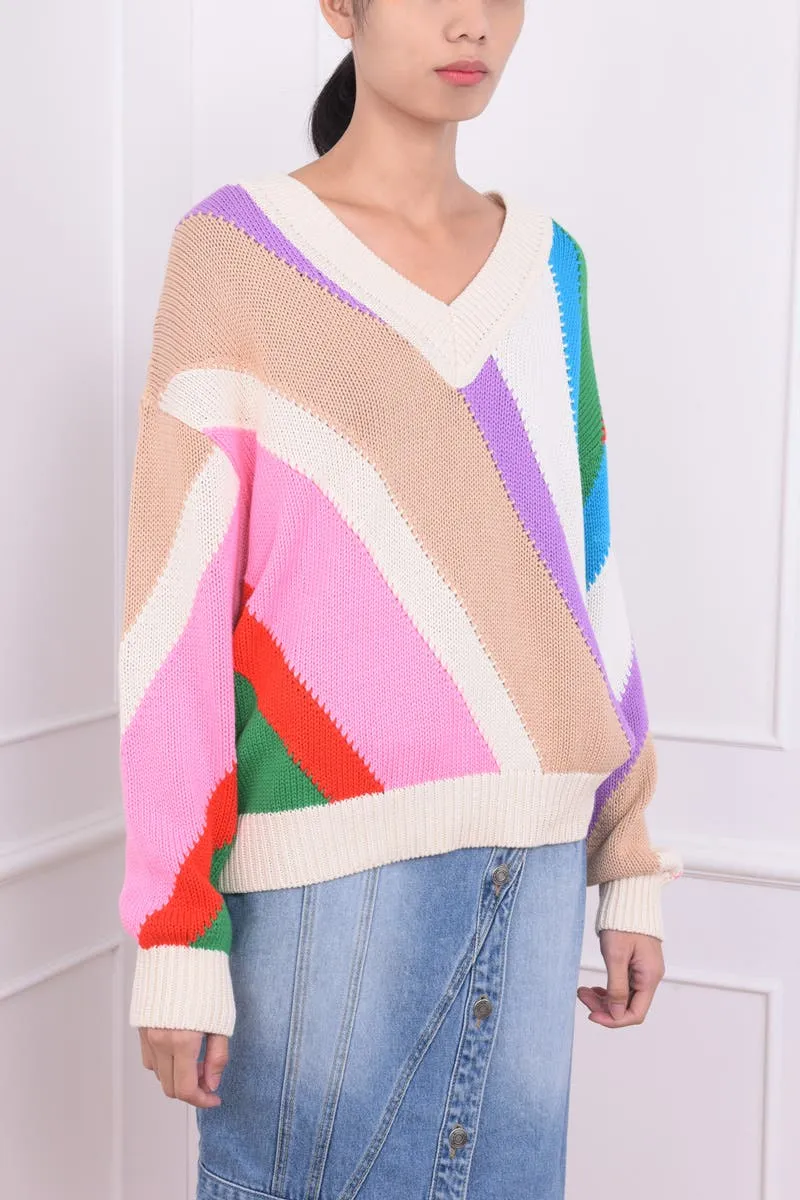 Multicolor V-Neck Sweater