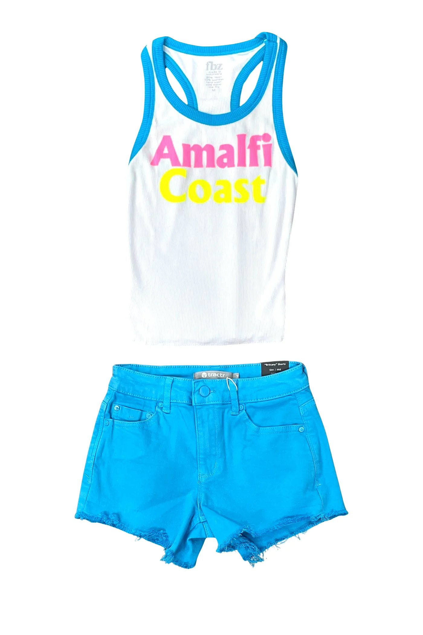 Neon Blue Brittany Denim Shorts