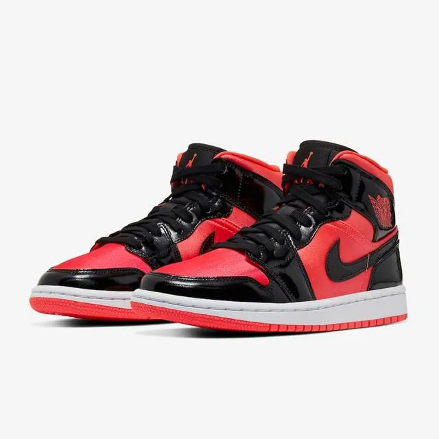 Nike women's air jordan 1 mid (hot punch/ red/ pink/ orange/ white) sizes 5-12 bq6472-600