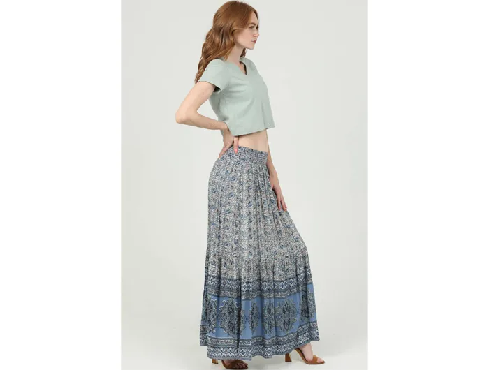 Nostalgia Women's Smocked Waist Maxi Skirt