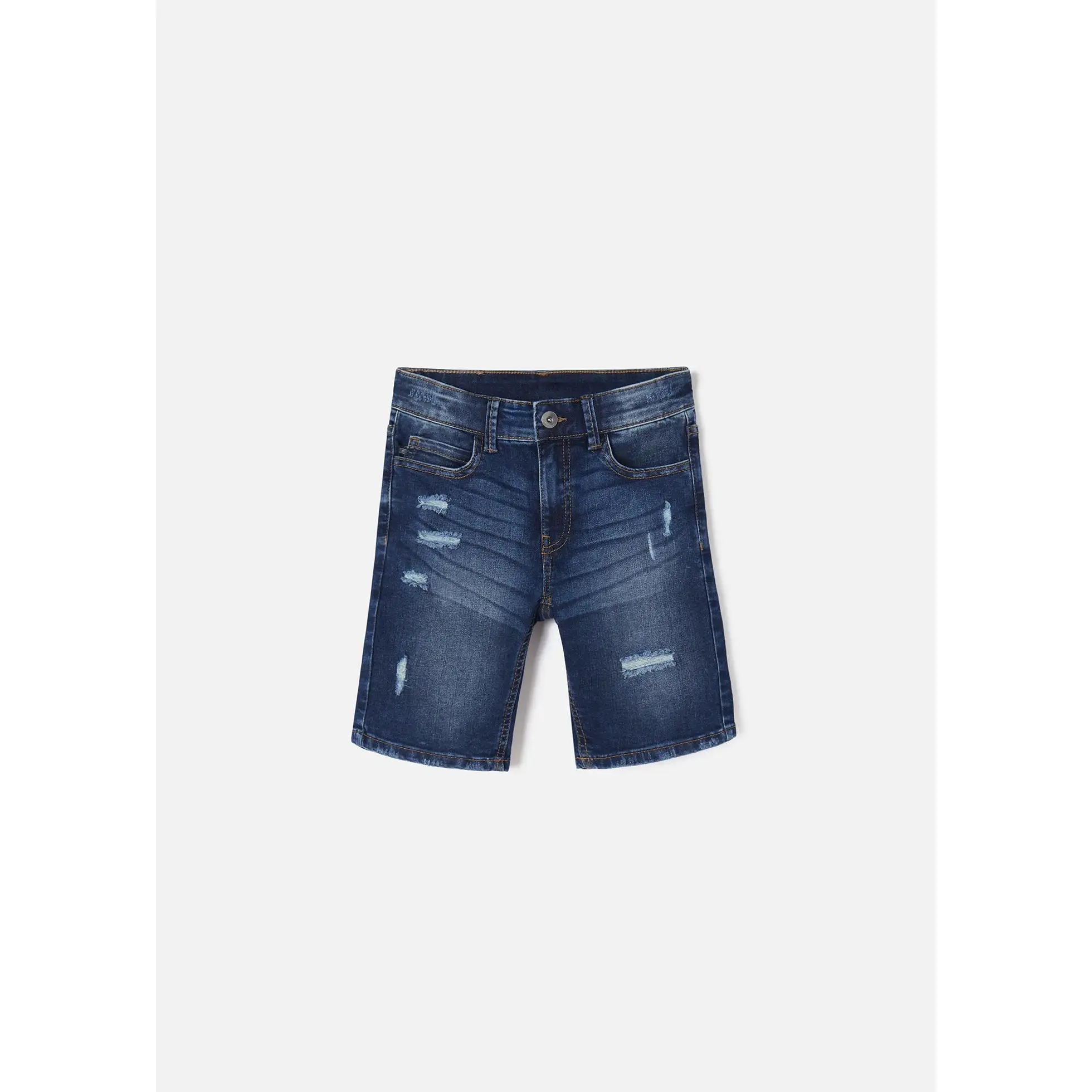 Nukutavake Boys Bermuda Distressed Denim Shorts _Dark Blue 6215-73