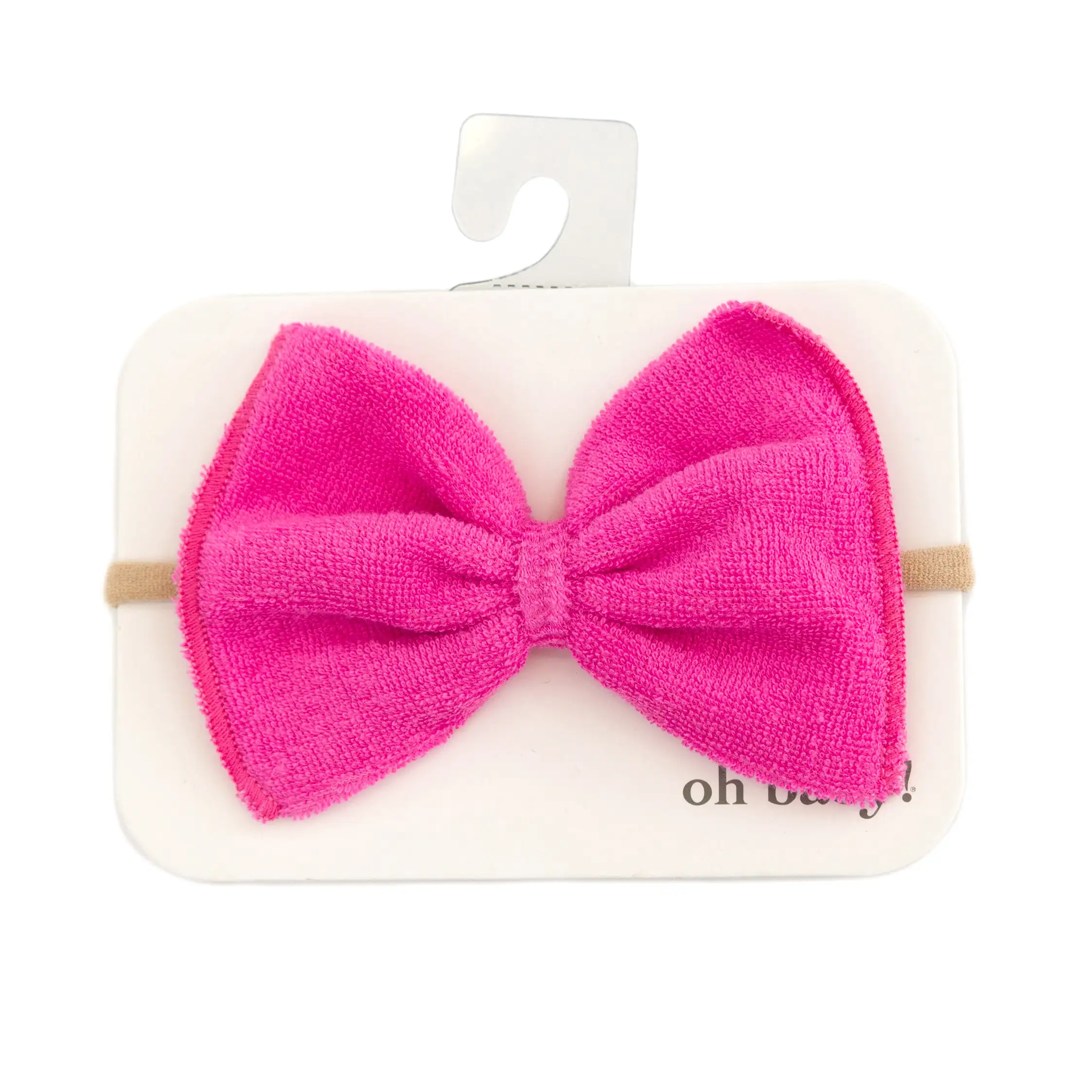 oh baby! Cotton Terry Bow Nylon Headband - Cotton Candy