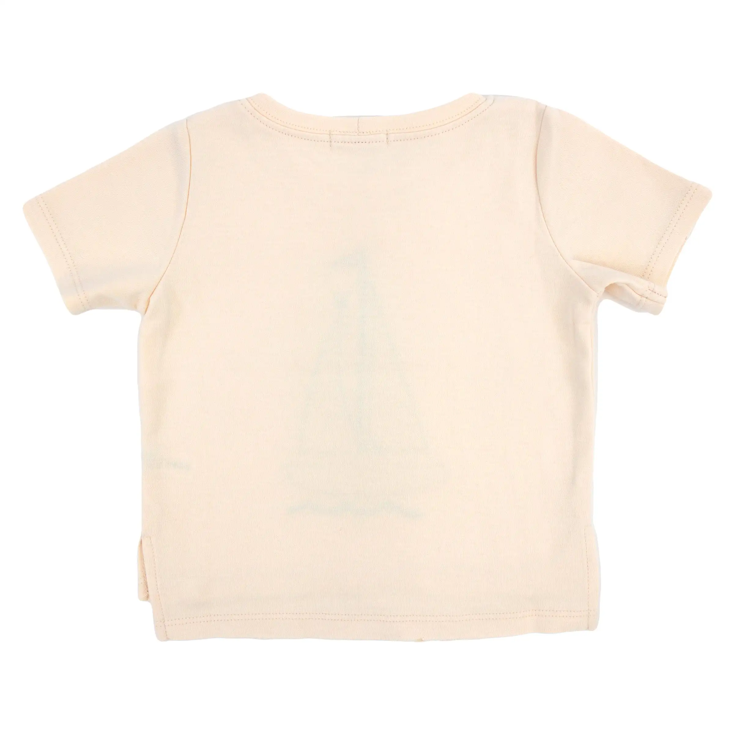 oh baby! Raw Edge Short Sleeve Cotton Slub Tee - Denim Sailboat Applique - Cashew