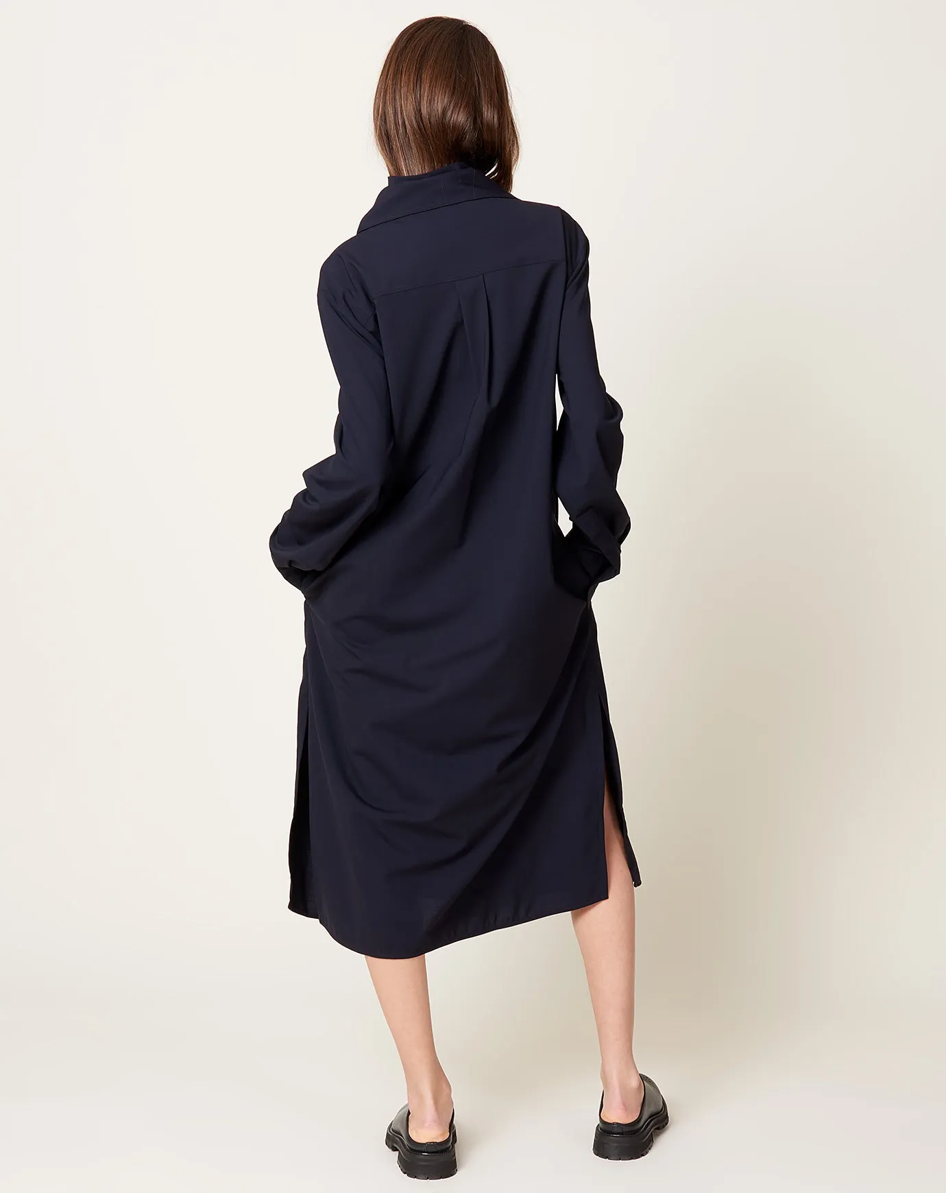 Ohrid Scarf Neck Dress in Darkest Navy